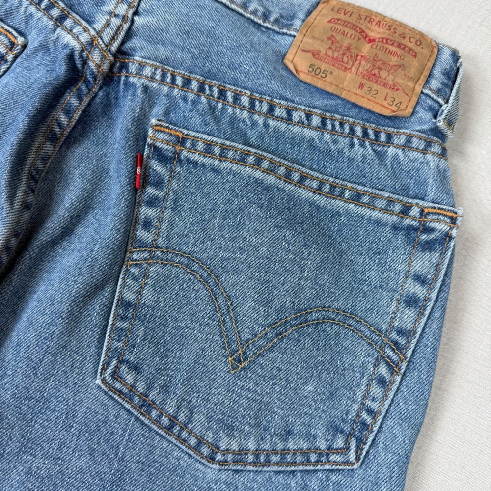 Y2k Levis 505 Regular Fit Jeans Mens 32x34 (29x32) Blue Denim Straight Leg 2000s